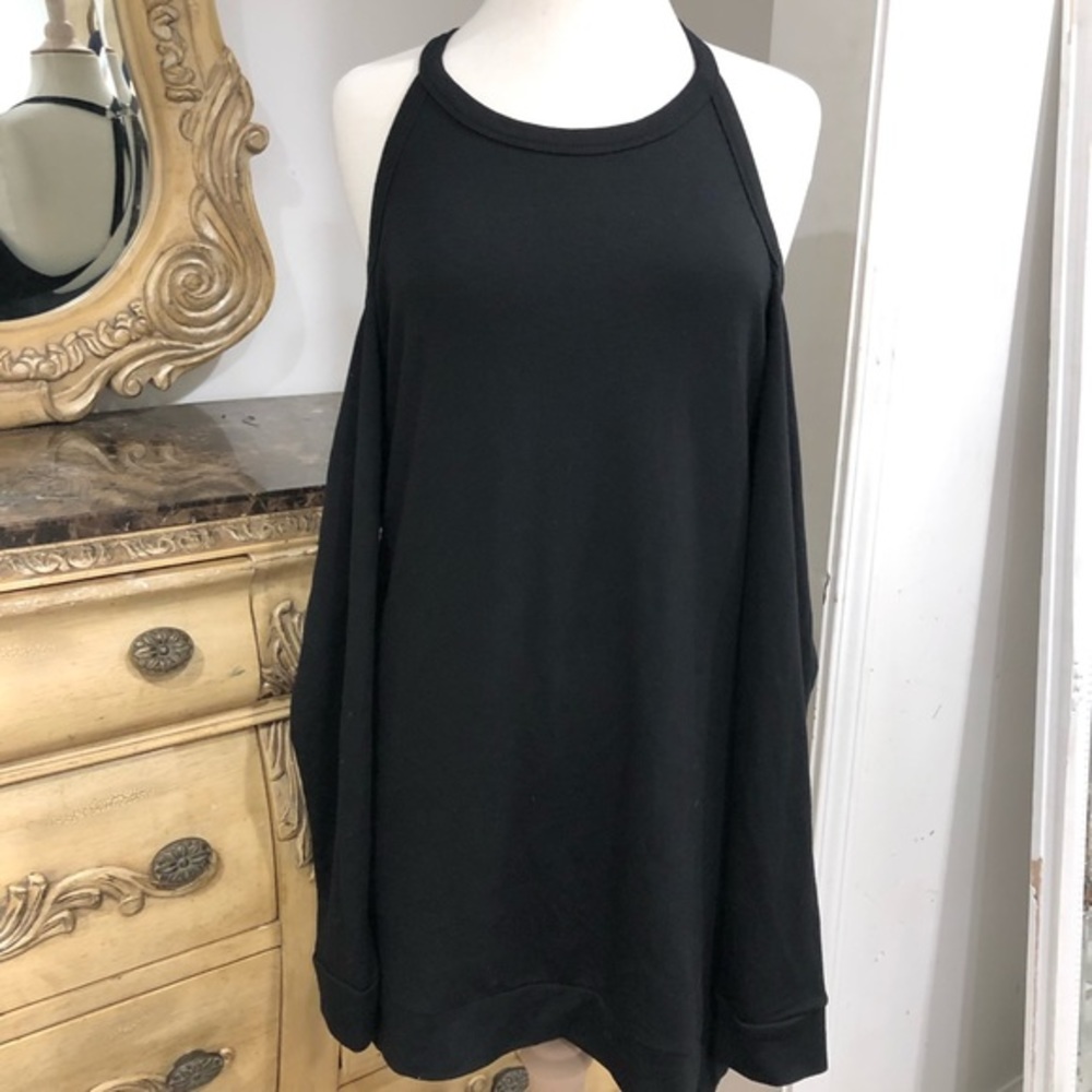 Black and Greige Black Open Off Shoulder Tunic M\L